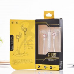 Bluetooth Sports Earbuds Headphone BT16 (Pink White)